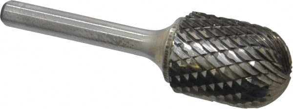 Atrax - 3/4" Cut Diam, 1/4" Shank Diam, Cylinder with Radius Head Double Cut Burr - Carbide, Radius End, 1" LOC, 2-3/4" OAL - Americas Industrial Supply