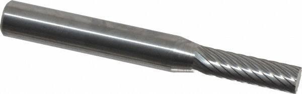 Atrax - 3/16" Cut Diam, 1/4" Shank Diam, Cylinder Head Single Cut Burr - Carbide, Flat End, 5/8" LOC, 2" OAL - Americas Industrial Supply