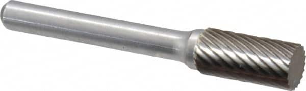 Atrax - 3/8" Cut Diam, 1/4" Shank Diam, Cylinder Head Single Cut Burr - Carbide, Flat End, 3/4" LOC, 2-1/2" OAL - Americas Industrial Supply