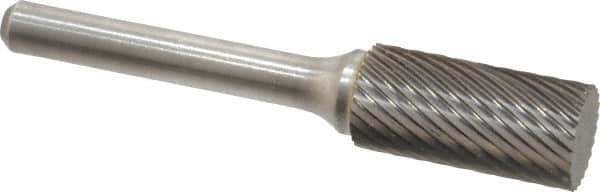 Atrax - 1/2" Cut Diam, 1/4" Shank Diam, Cylinder Head Single Cut Burr - Carbide, Flat End, 1" LOC, 2-3/4" OAL - Americas Industrial Supply