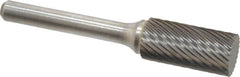 Atrax - 1/2" Cut Diam, 1/4" Shank Diam, Cylinder Head Single Cut Burr - Carbide, Flat End, 1" LOC, 2-3/4" OAL - Americas Industrial Supply