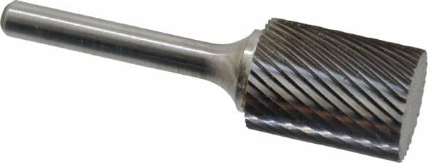 Atrax - 3/4" Cut Diam, 1/4" Shank Diam, Cylinder Head Single Cut Burr - Carbide, Flat End, 1" LOC, 2-3/4" OAL - Americas Industrial Supply