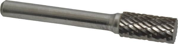Atrax - 3/8" Cut Diam, 1/4" Shank Diam, Cylinder Head Double Cut Burr - Carbide, Flat End, 3/4" LOC, 2-1/2" OAL - Americas Industrial Supply