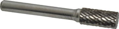 Atrax - 3/8" Cut Diam, 1/4" Shank Diam, Cylinder Head Double Cut Burr - Carbide, Flat End, 3/4" LOC, 2-1/2" OAL - Americas Industrial Supply