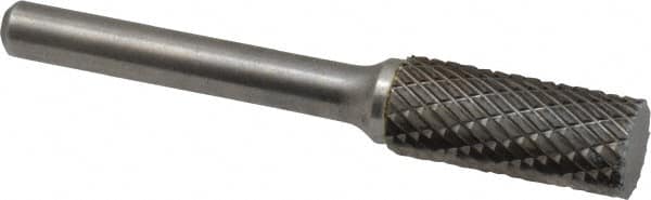 Atrax - 7/16" Cut Diam, 1/4" Shank Diam, Cylinder Head Double Cut Burr - Carbide, Flat End, 1" LOC, 2-3/4" OAL - Americas Industrial Supply