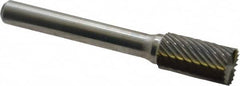 Atrax - 3/8" Cut Diam, 1/4" Shank Diam, Cylinder with End Cut Head Single Cut Burr - Carbide, End Cut End, 3/4" LOC, 2-1/2" OAL - Americas Industrial Supply