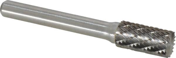 Atrax - 3/8" Cut Diam, 1/4" Shank Diam, Cylinder with End Cut Head Double Cut Burr - Carbide, End Cut End, 3/4" LOC, 2-1/2" OAL - Americas Industrial Supply