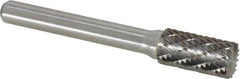 Atrax - 3/8" Cut Diam, 1/4" Shank Diam, Cylinder with End Cut Head Double Cut Burr - Carbide, End Cut End, 3/4" LOC, 2-1/2" OAL - Americas Industrial Supply