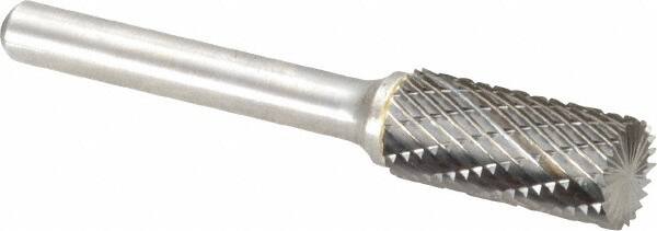 Atrax - 7/16" Cut Diam, 1/4" Shank Diam, Cylinder with End Cut Head Double Cut Burr - Carbide, End Cut End, 1" LOC, 2-3/4" OAL - Americas Industrial Supply