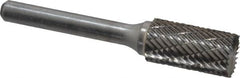 Atrax - 1/2" Cut Diam, 1/4" Shank Diam, Cylinder with End Cut Head Double Cut Burr - Carbide, End Cut End, 1" LOC, 2-3/4" OAL - Americas Industrial Supply