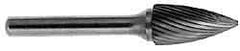 SGS Pro - 1/2" Cut Diam, 1/4" Shank Diam, Tree Head Double Cut Burr - Carbide, Point End, 3/4" LOC, 2-1/2" OAL - Americas Industrial Supply