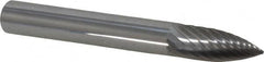 Atrax - 1/4" Cut Diam, 1/4" Shank Diam, Tree Head Single Cut Burr - Carbide, Point End, 5/8" LOC, 2" OAL - Americas Industrial Supply