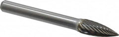 Atrax - 5/16" Cut Diam, 1/4" Shank Diam, Tree Head Single Cut Burr - Carbide, Point End, 3/4" LOC, 2-1/2" OAL - Americas Industrial Supply