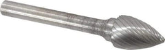 Atrax - 1/2" Cut Diam, 1/4" Shank Diam, Tree Head Single Cut Burr - Carbide, Point End, 3/4" LOC, 2-1/2" OAL - Americas Industrial Supply