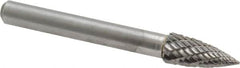 Atrax - 5/16" Cut Diam, 1/4" Shank Diam, Tree Head Double Cut Burr - Carbide, Point End, 3/4" LOC, 2-1/2" OAL - Americas Industrial Supply