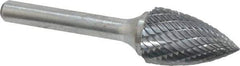 Atrax - 5/8" Cut Diam, 1/4" Shank Diam, Tree Head Double Cut Burr - Carbide, Point End, 1" LOC, 2-3/4" OAL - Americas Industrial Supply