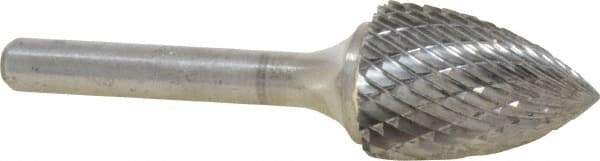 Atrax - 3/4" Cut Diam, 1/4" Shank Diam, Tree Head Double Cut Burr - Carbide, Point End, 1" LOC, 2-3/4" OAL - Americas Industrial Supply