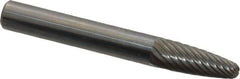 Atrax - 1/4" Cut Diam, 1/4" Shank Diam, Tree with Radius Head Single Cut Burr - Carbide, Radius End, 5/8" LOC, 2" OAL - Americas Industrial Supply