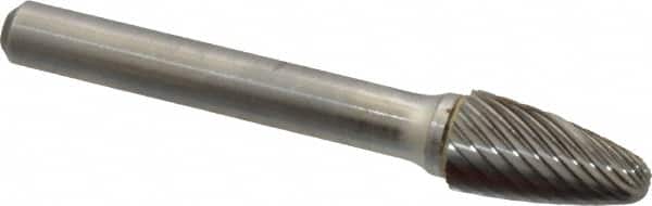 Atrax - 3/8" Cut Diam, 1/4" Shank Diam, Tree with Radius Head Single Cut Burr - Carbide, Radius End, 3/4" LOC, 2-1/2" OAL - Americas Industrial Supply