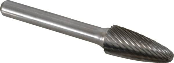 Atrax - 7/16" Cut Diam, 1/4" Shank Diam, Tree with Radius Head Single Cut Burr - Carbide, Radius End, 1" LOC, 2-3/4" OAL - Americas Industrial Supply