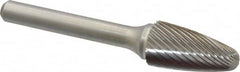 Atrax - 1/2" Cut Diam, 1/4" Shank Diam, Tree with Radius Head Single Cut Burr - Carbide, Radius End, 1" LOC, 2-3/4" OAL - Americas Industrial Supply