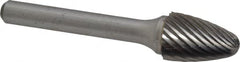 Atrax - 1/2" Cut Diam, 1/4" Shank Diam, Tree with Radius Head Single Cut Burr - Carbide, Radius End, 3/4" LOC, 2-1/2" OAL - Americas Industrial Supply