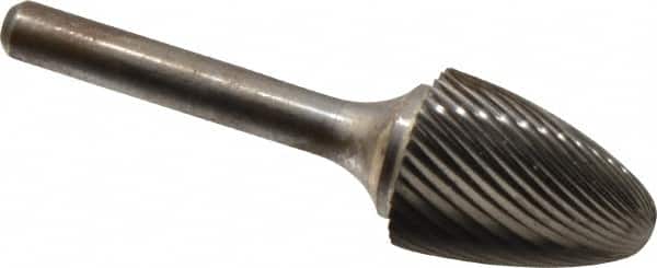 Atrax - 3/4" Cut Diam, 1/4" Shank Diam, Tree with Radius Head Single Cut Burr - Carbide, Radius End, 1" LOC, 2-3/4" OAL - Americas Industrial Supply