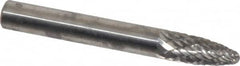Atrax - 1/4" Cut Diam, 1/4" Shank Diam, Tree with Radius Head Double Cut Burr - Carbide, Radius End, 5/8" LOC, 2" OAL - Americas Industrial Supply