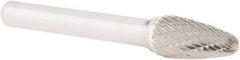 Atrax - 3/8" Cut Diam, 1/4" Shank Diam, Tree with Radius Head Double Cut Burr - Carbide, Radius End, 3/4" LOC, 2-1/2" OAL - Americas Industrial Supply