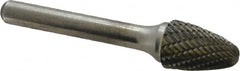 Atrax - 1/2" Cut Diam, 1/4" Shank Diam, Tree with Radius Head Double Cut Burr - Carbide, Radius End, 3/4" LOC, 2-1/2" OAL - Americas Industrial Supply