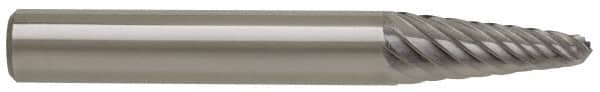 SGS Pro - 1/8" Cut Diam, 1/8" Shank Diam, Taper Head Double Cut Burr - Carbide, Radius End, 1/2" LOC, 1-1/2" OAL - Americas Industrial Supply