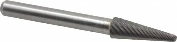 Atrax - 5/16" Cut Diam, 1/4" Shank Diam, Taper Head Single Cut Burr - Radius End, 7/8" LOC, 2-3/4" OAL - Americas Industrial Supply