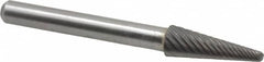 Atrax - 5/16" Cut Diam, 1/4" Shank Diam, Taper Head Single Cut Burr - Radius End, 7/8" LOC, 2-3/4" OAL - Americas Industrial Supply