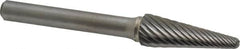 Atrax - 3/8" Cut Diam, 1/4" Shank Diam, Taper Head Single Cut Burr - Radius End, 1-1/16" LOC, 2-15/16" OAL - Americas Industrial Supply