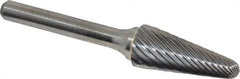 Atrax - 1/2" Cut Diam, 1/4" Shank Diam, Taper Head Single Cut Burr - Radius End, 1-1/8" LOC, 3" OAL - Americas Industrial Supply