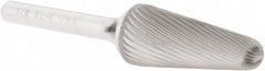 Atrax - 5/8" Cut Diam, 1/4" Shank Diam, Taper Head Single Cut Burr - Radius End, 1-5/16" LOC, 3-3/16" OAL - Americas Industrial Supply