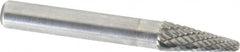 Atrax - 1/4" Cut Diam, 1/4" Shank Diam, Taper Head Double Cut Burr - Radius End, 5/8" LOC, 2" OAL - Americas Industrial Supply