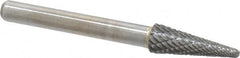Atrax - 5/16" Cut Diam, 1/4" Shank Diam, Taper Head Double Cut Burr - Radius End, 7/8" LOC, 2-3/4" OAL - Americas Industrial Supply