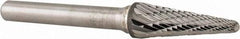 Atrax - 3/8" Cut Diam, 1/4" Shank Diam, Taper Head Double Cut Burr - Radius End, 1-1/16" LOC, 2-15/16" OAL - Americas Industrial Supply