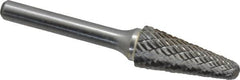 Atrax - 1/2" Cut Diam, 1/4" Shank Diam, Taper Head Double Cut Burr - Radius End, 1-1/8" LOC, 3" OAL - Americas Industrial Supply