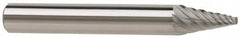 M.A. Ford - 5/8" Cut Diam, 1/4" Shank Diam, Cone Head Single Cut Burr - Carbide, Point End, 1" LOC, 3-1/8" OAL - Americas Industrial Supply