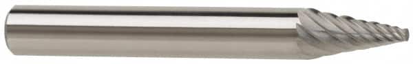 M.A. Ford - 1/4" Cut Diam, 1/4" Shank Diam, Cone Head Single Cut Burr - Carbide, Point End, 3/4" LOC, 2" OAL - Americas Industrial Supply