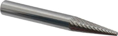 Atrax - 1/4" Cut Diam, 1/4" Shank Diam, Cone Head Single Cut Burr - Carbide, Point End, 3/4" LOC, 2" OAL - Americas Industrial Supply