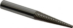 Atrax - 1/4" Cut Diam, 1/4" Shank Diam, Cone Head Single Cut Burr - Carbide, Point End, 1" LOC, 2" OAL - Americas Industrial Supply