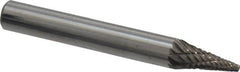 Atrax - 1/4" Cut Diam, 1/4" Shank Diam, Cone Head Double Cut Burr - Carbide, Point End, 1/2" LOC, 2" OAL - Americas Industrial Supply