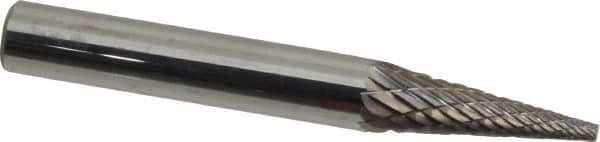 Atrax - 1/4" Cut Diam, 1/4" Shank Diam, Cone Head Double Cut Burr - Carbide, Point End, 3/4" LOC, 2" OAL - Americas Industrial Supply