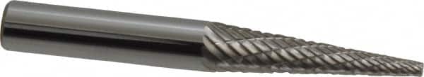 Atrax - 1/4" Cut Diam, 1/4" Shank Diam, Cone Head Double Cut Burr - Carbide, Point End, 1" LOC, 2" OAL - Americas Industrial Supply