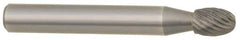 M.A. Ford - 1/4" Cut Diam, 1/4" Shank Diam, Oval Head Single Cut Burr - Carbide, Radius End, 3/8" LOC, 2" OAL - Americas Industrial Supply
