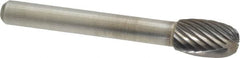 Atrax - 3/8" Cut Diam, 1/4" Shank Diam, Oval Head Single Cut Burr - Carbide, Radius End, 5/8" LOC, 2-3/8" OAL - Americas Industrial Supply