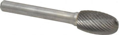 Atrax - 1/2" Cut Diam, 1/4" Shank Diam, Oval Head Single Cut Burr - Carbide, Radius End, 7/8" LOC, 2-5/8" OAL - Americas Industrial Supply